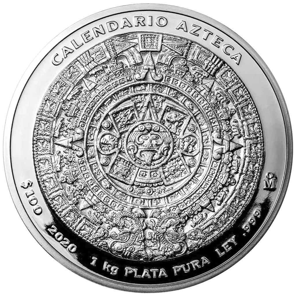  1 Kilo Silber Prooflike Azteken-Kalender 2020 Auflage 250 Exemplare   