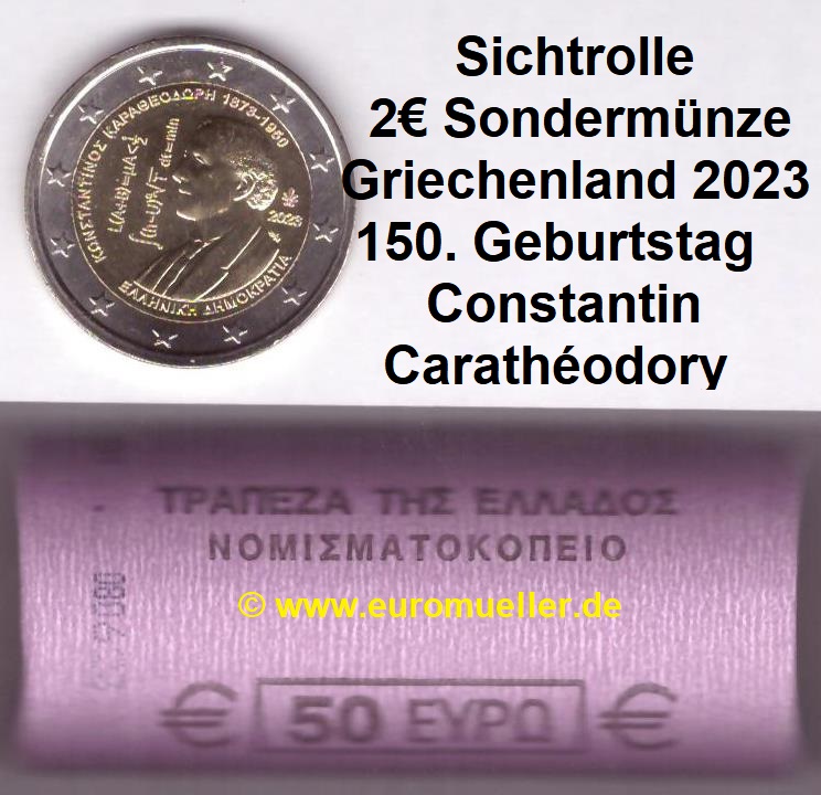 Griechenland Rolle...2 Euro Gedenkmünze 2023...C. Carathéodory   
