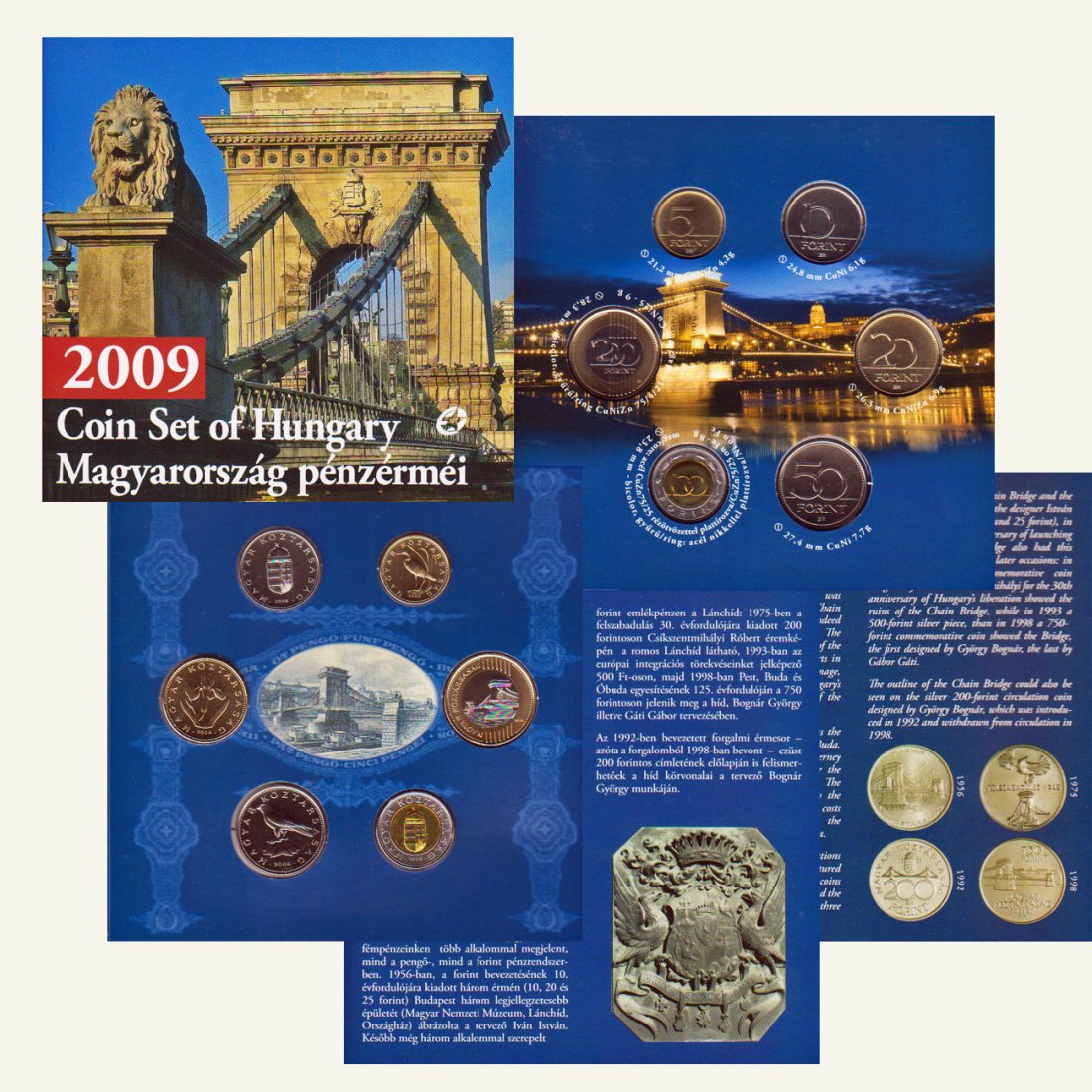  KMS Ungarn *Kettenbrücke Skechenyi in Budapest* 2009 neue 200-Forint-Münze nur 5.000St!   