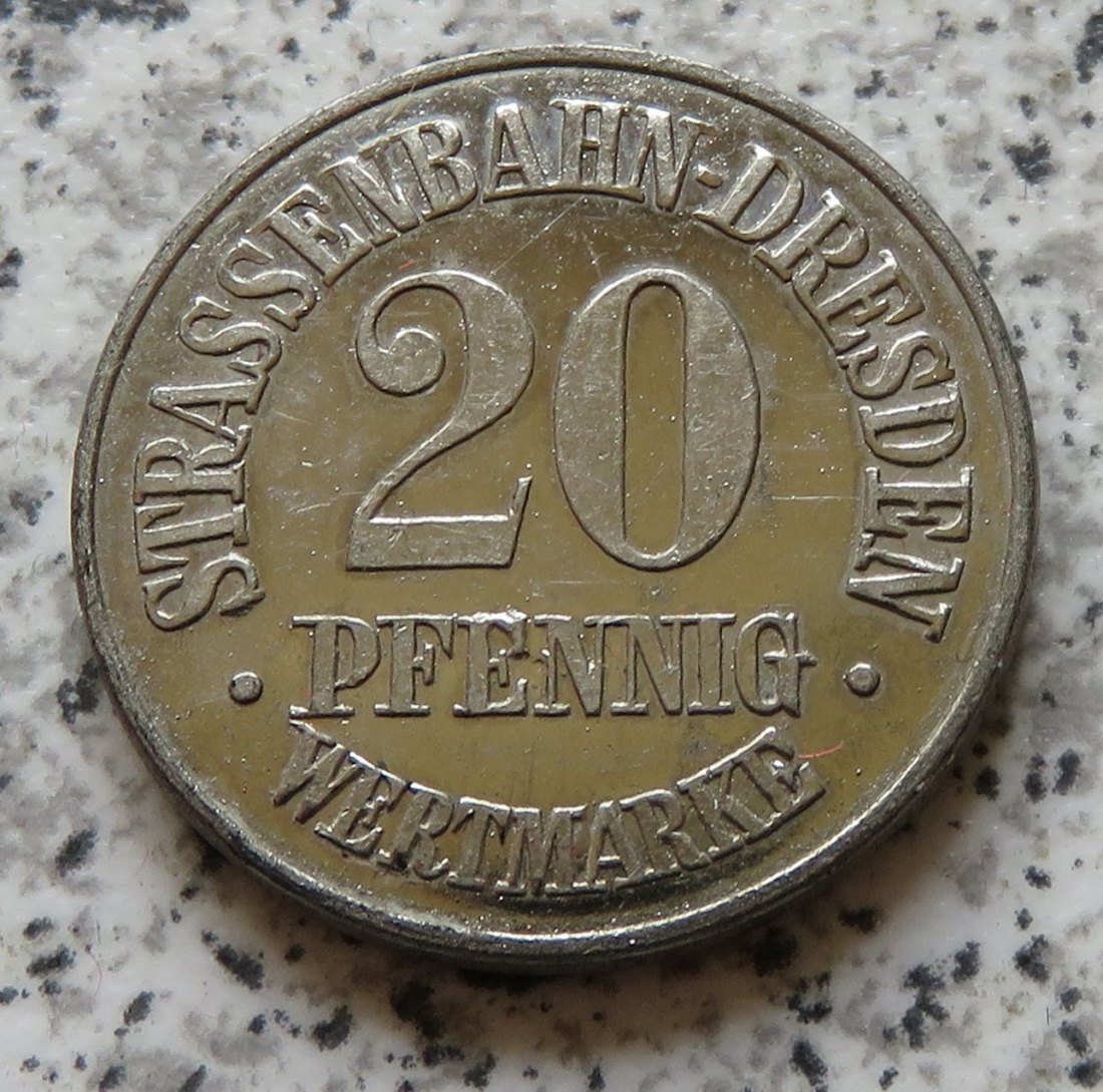  Cafe und Konditorei Hülfert / Strassenbahn Dresden 20 Pfennig Wertmarke   