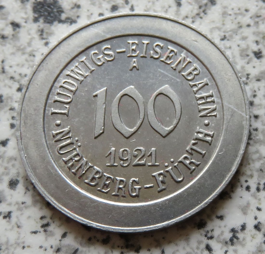  Ludwigs-Eisenbahn Nürnberg-Fürth 1921 Wert 100   