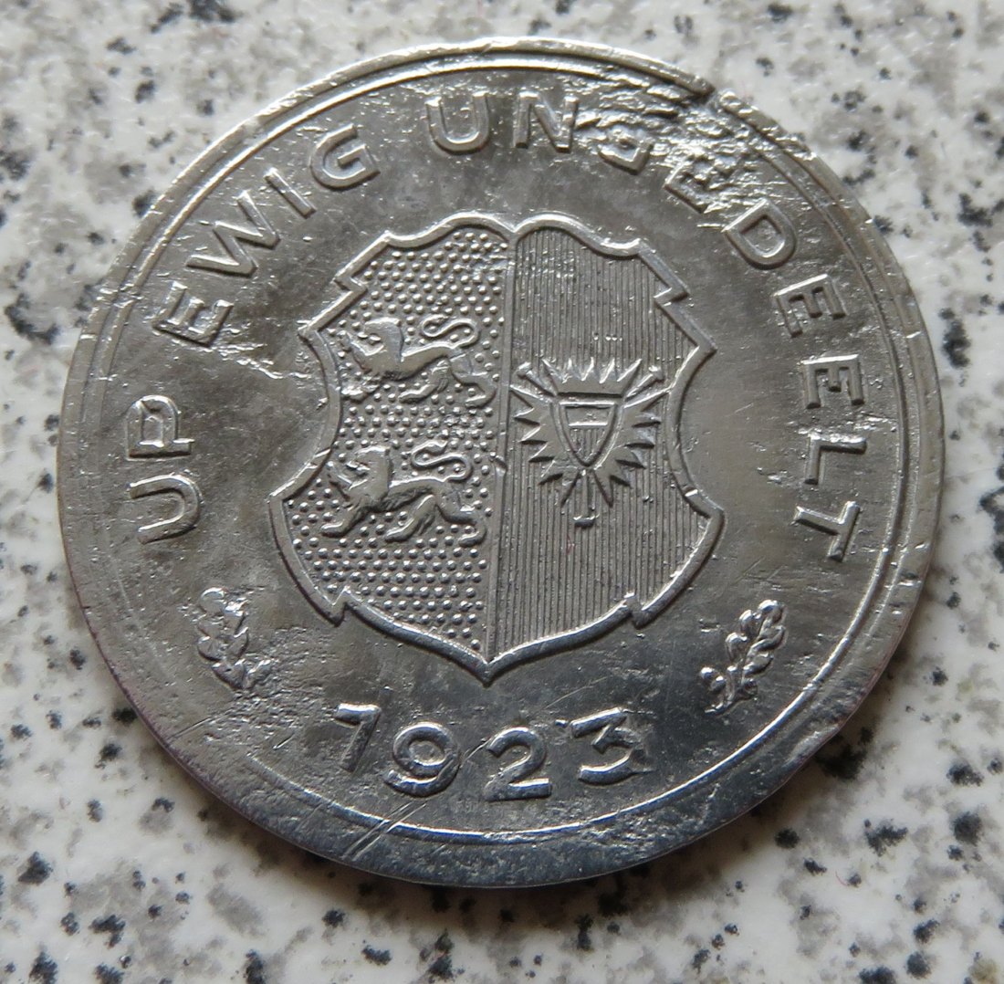 Gold-Girobank Schleswig-Holstein 10/100 Gutscheinmarke 1923, Belegstück   