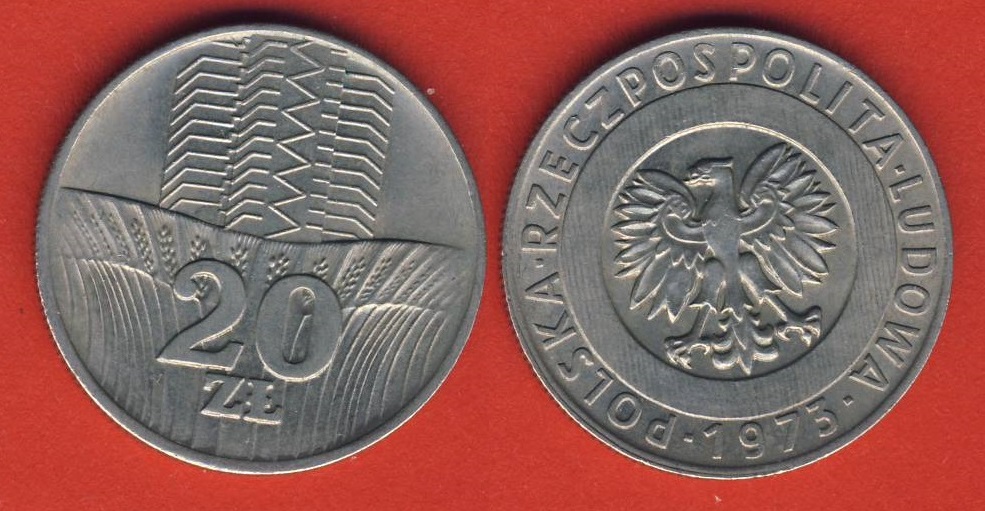  Polen 20 Zloty 1973 Getreidefeld vorm Hochhaus   