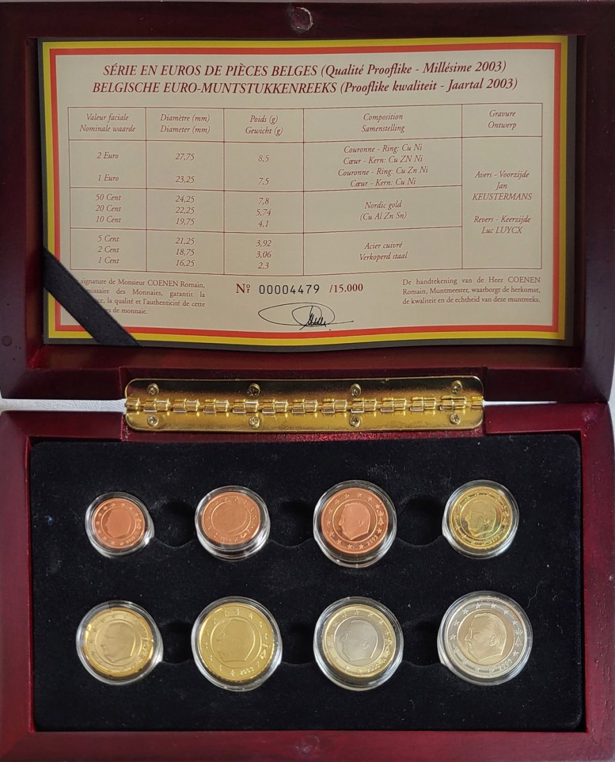  Offiz. Euro-KMS Belgien 2003 *PP* nur 7.866 Stück!   