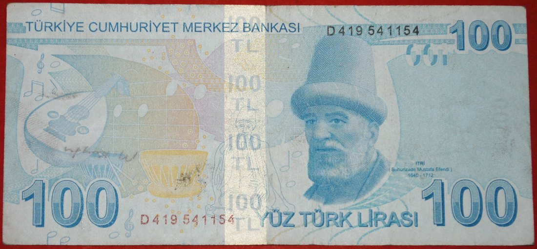  * ATATURK (1923-1938): TÜRKEI ★ 100 LIRA 2009 (2017) MUSIK ITRI (1640-1712)! ★OHNE VORBEHALT!   