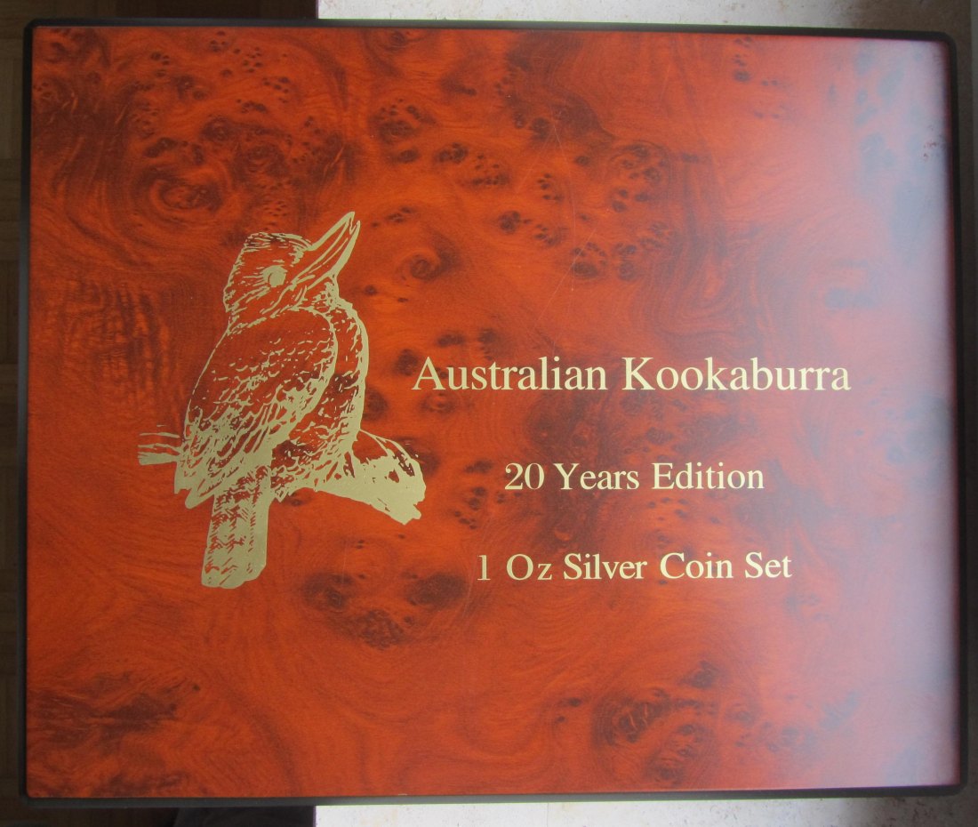  Australien: Kookaburra-Sonderedition 20 Jahre 2009 mit allen Motiven, 20 Unzen Feinsilber, selten   