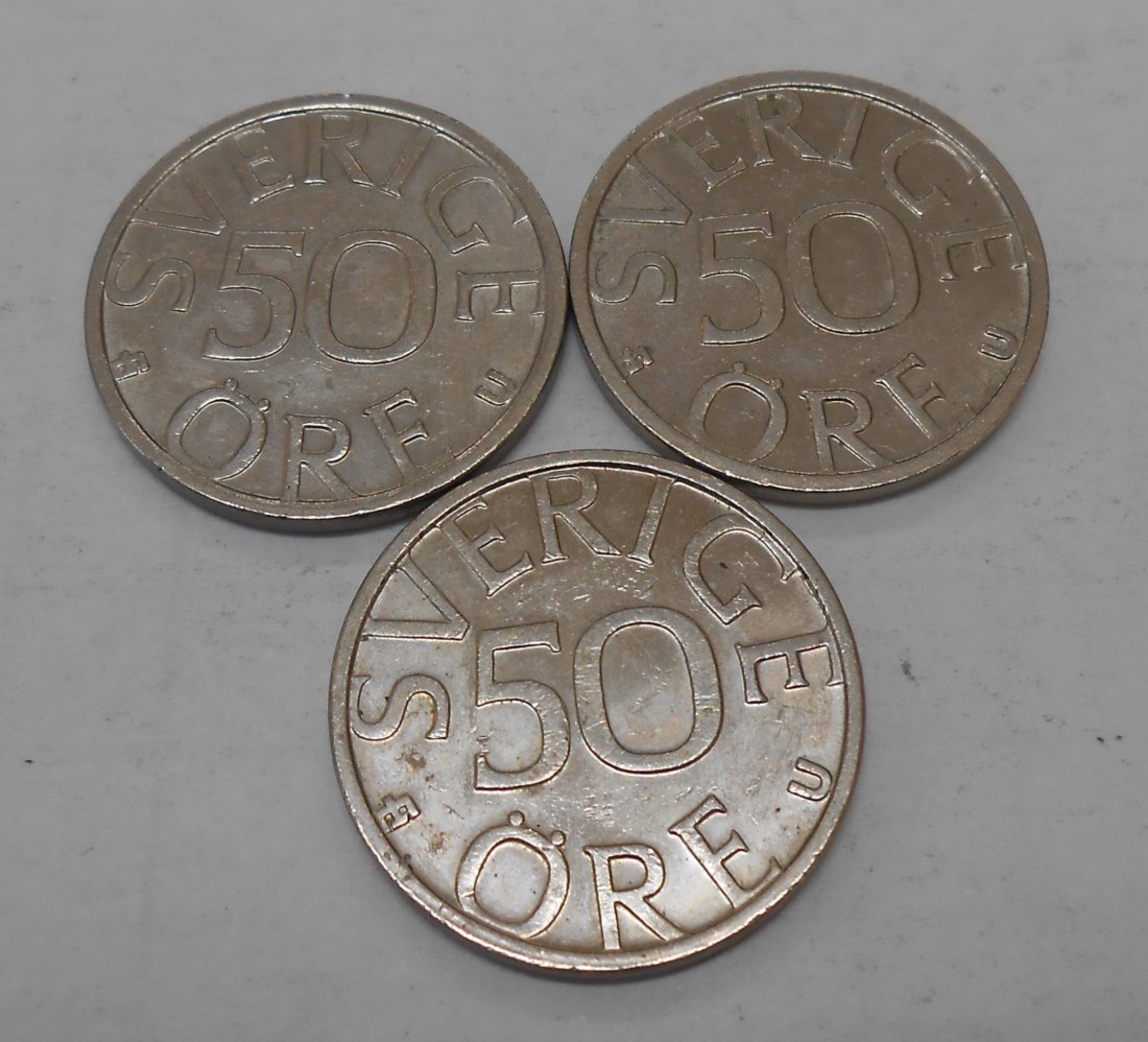  TK70 Schweden 3er Lot, 50 Öre 1977 1978 1980   