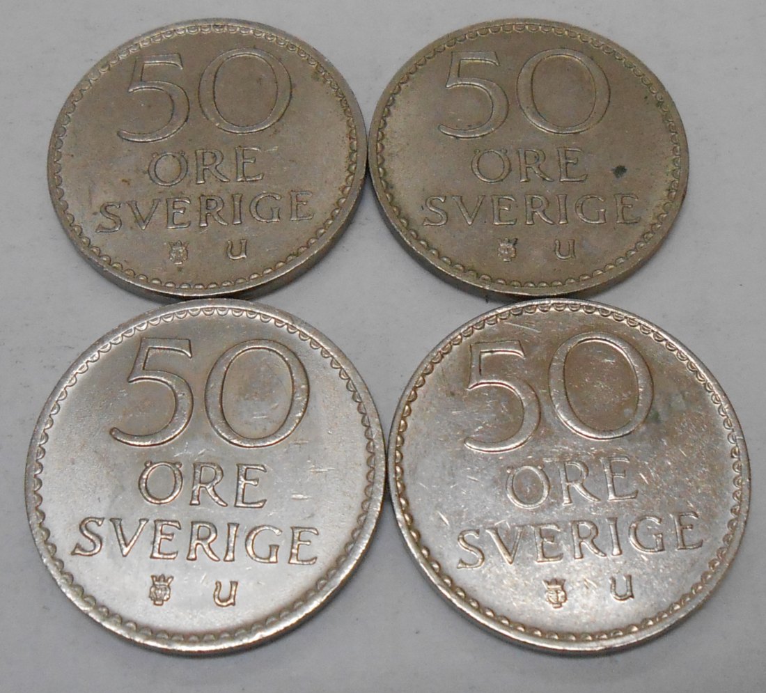  TK71 Schweden 4er Lot, 50 Öre 1964 1966 1971 1973   