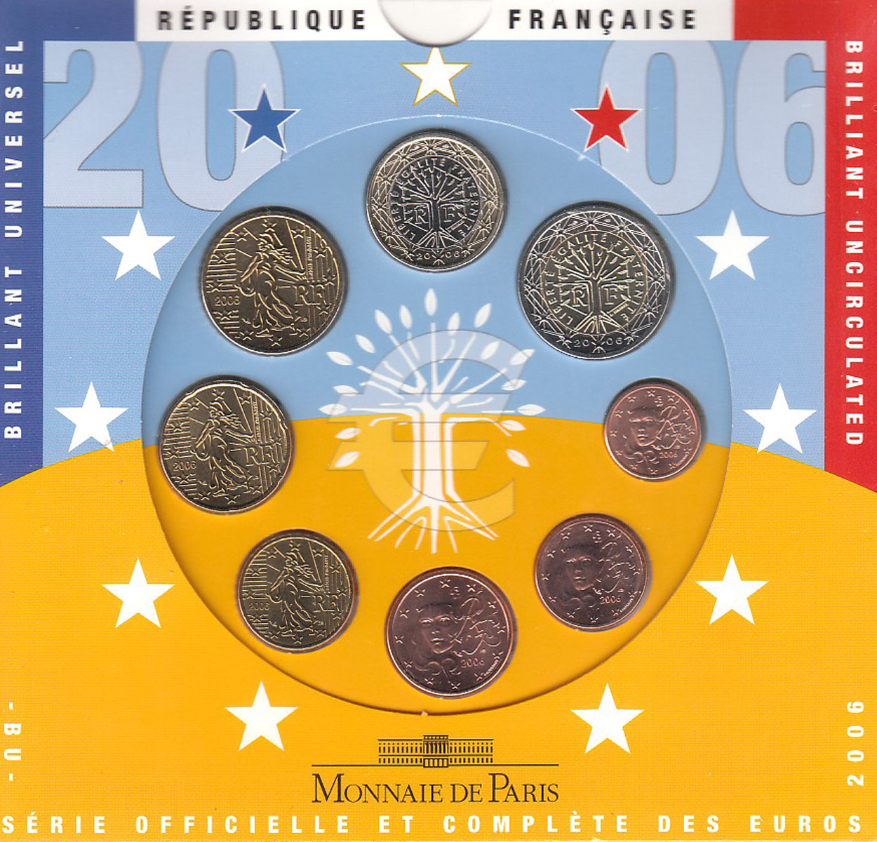  Offiz. Euo-KMS Frankreich 2006 3 Münzen nur in den offiz. Foldern nur 50.270St!   