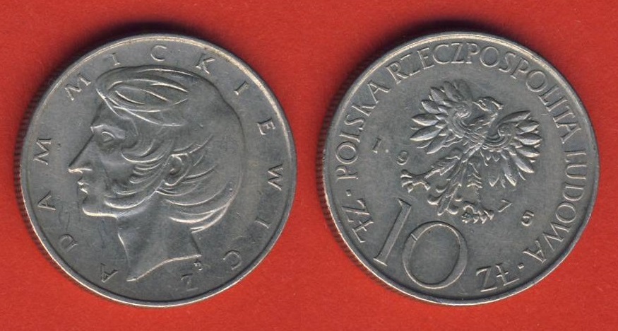  Polen 10 Zlotych 1975 Mickiewicz   