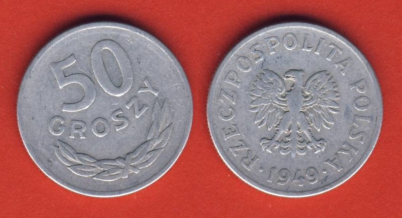  Polen 50 Groszy 1949 Alu   