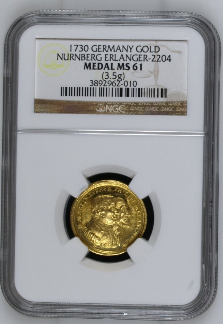  Deutschland Nürnberg Goldmedaille 1730 | NGC MS61 | 200 Jahre Augsburger Konfession   