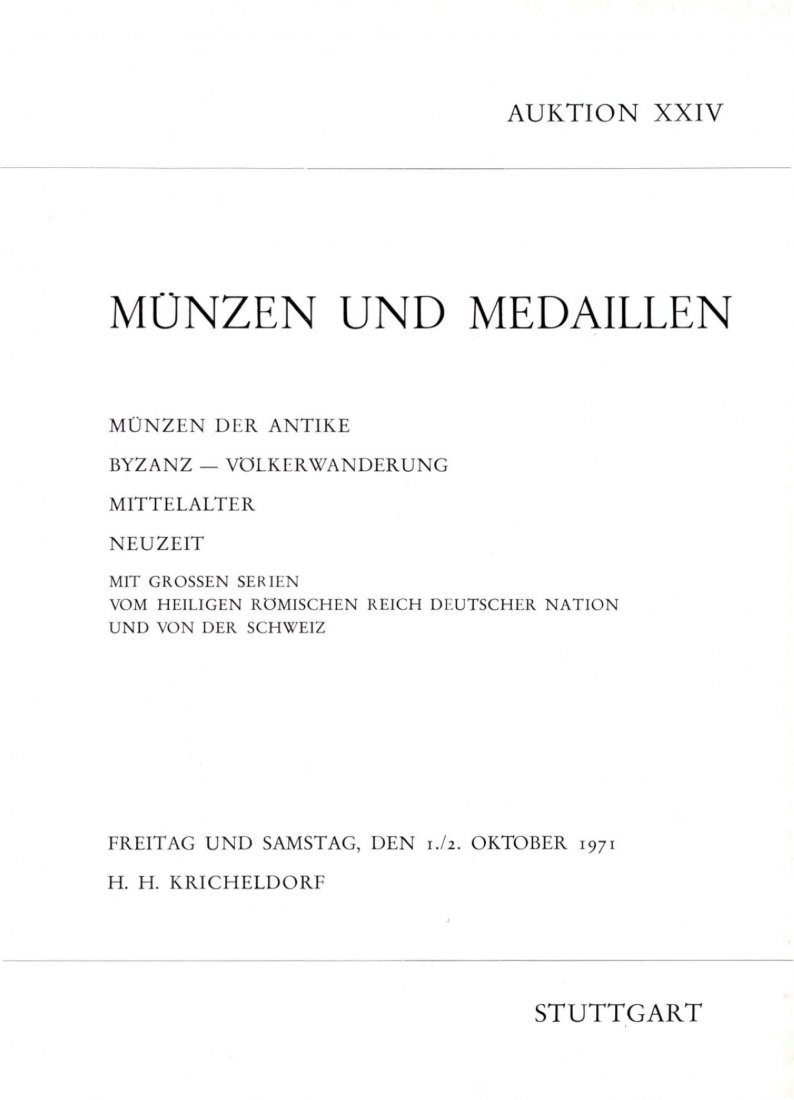  Kricheldorf (Stuttgart) 24 1971 Antike- Neuzeit Serien vom Heiligen Römischen Reich Deutscher Nation   