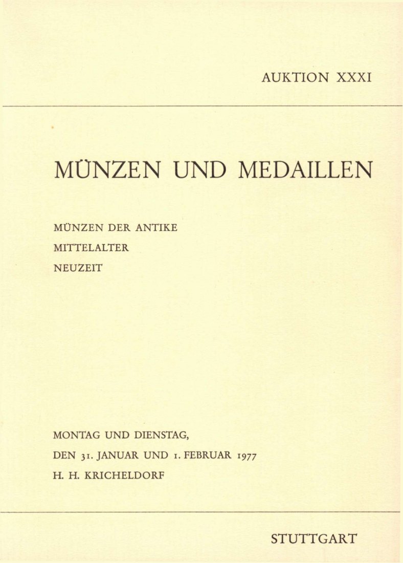  Kricheldorf (Stuttgart) 31 1977 Antike ua bedeutendende Serie römischer Solidi, Mittelalter-Neuzeit   