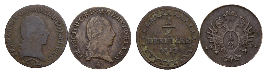  Österreich; 2 Kleinmünzen 1812/1800   