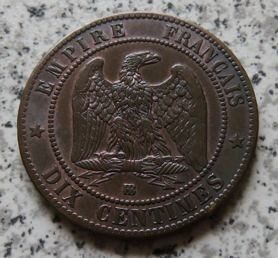  Frankreich 10 Centimes 1864 BB, besser   