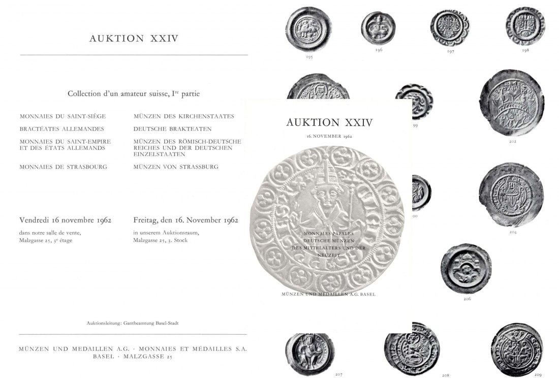  Münzen & Medaillen AG Basel - Auktion 24 (1962) Deutsche Brakteaten ,RDR ,Münzen von Strassburg ua.   