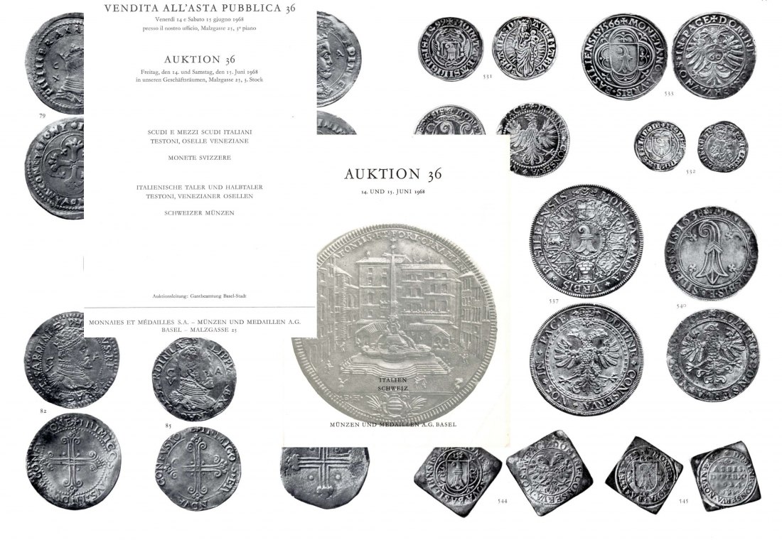  Münzen & Medaillen AG Basel - Auktion 36 (1968) Collection Italienische Taler und Halbtaler ,Schweiz   