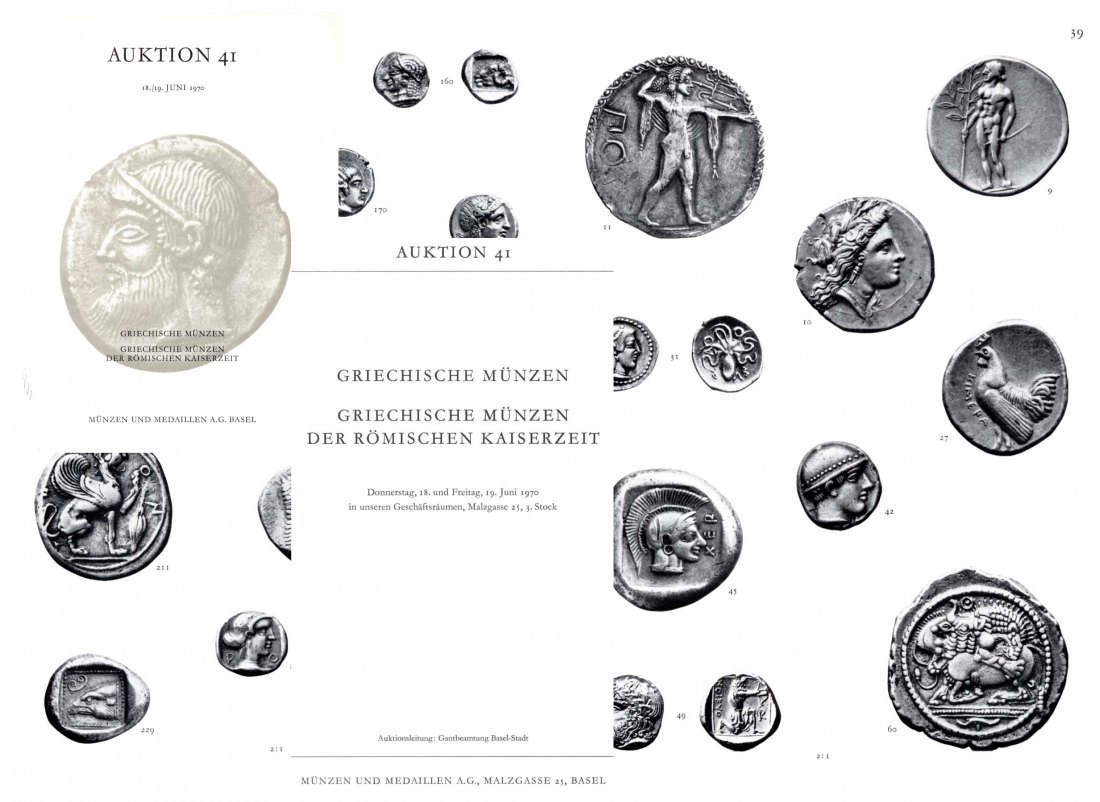  Münzen & Medaillen AG Basel 41 1970 Griechenland Antike -Griechische Münzen der römischen Kaiserzeit   