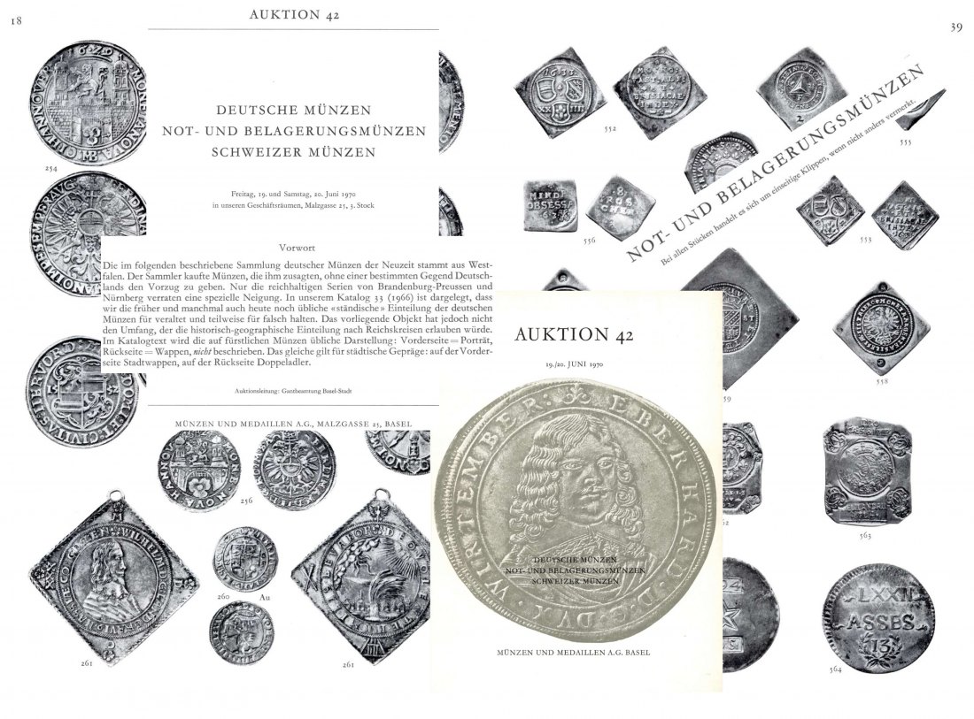  Münzen & Medaillen AG Basel 42 1970 Sammlung Not und Belagerungs Münzen ,Deutsche & Schweizer Münzen   
