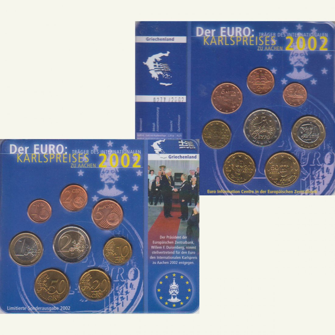  Sonder-KMS Griechenland *Karlspreis für den Euro* 2002 nur 2.002 Stück!   