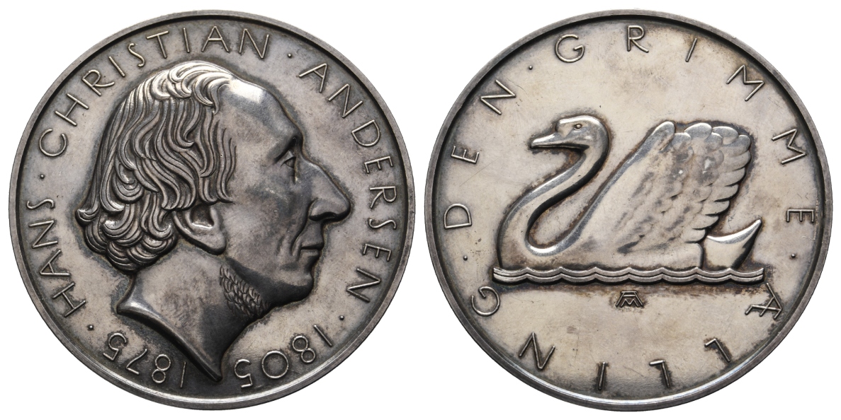  Medaille 1975; versilberte Bronze; Hans Christian Andersen; 104,76 g; Ø 55 mm   