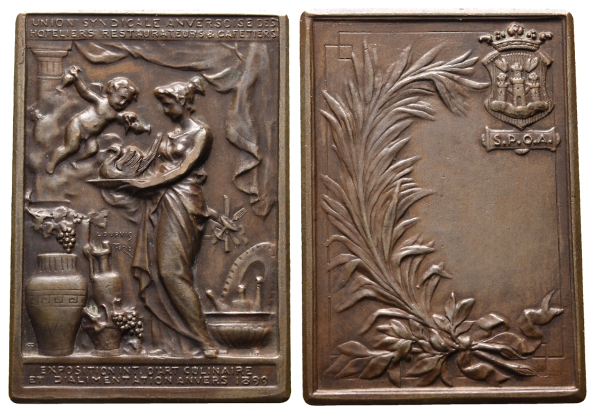  Bronze Plakette 1899; 55,32 g; H x B 60,9 x 42,6 mm   