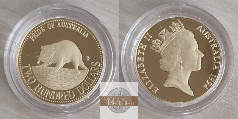  Australien. 200 Dollar 1994 Pride of Australia Tasmanischer Teufel MM-Frankfurt Feingold 9.17g   