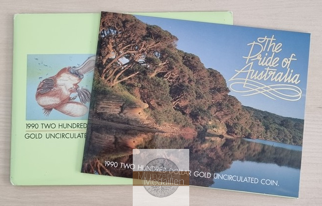  Australien. 200 Dollar 1990 Pride of Australia Schnabeltier   MM-Frankfurt  Feingold 9.17g   