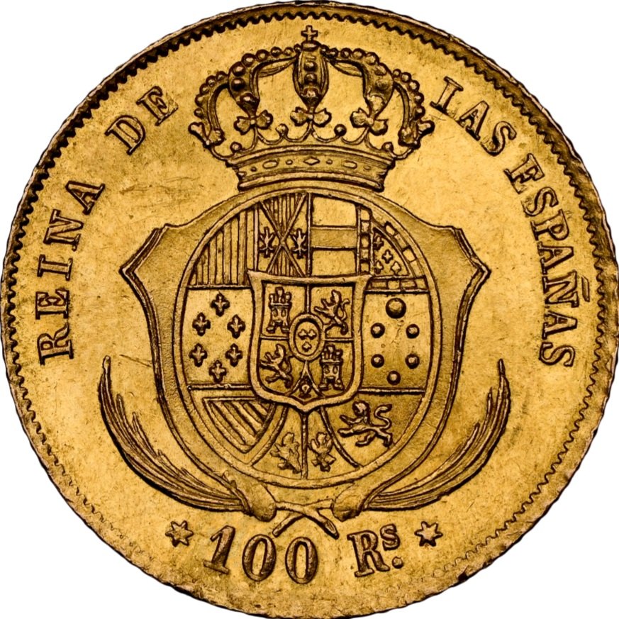  Spanien Madrid 100 Reales 1861 | MS62 | Isabell II.   