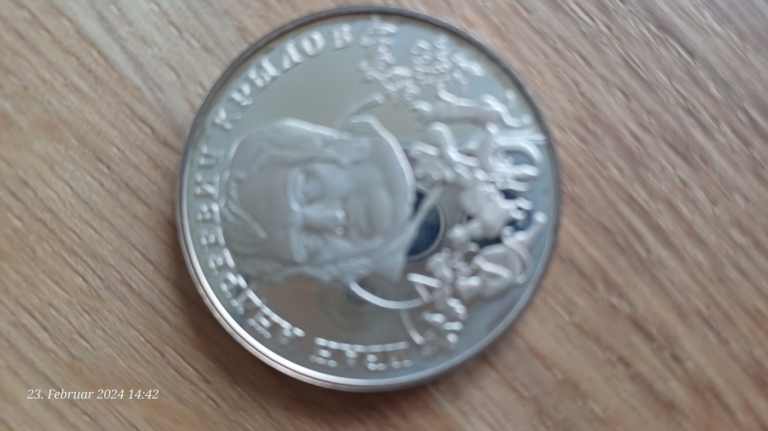 Russland 2 Rubel 1994 Silbermünze Iwan Andrejewitsch Krylow russischer Fabeldichter