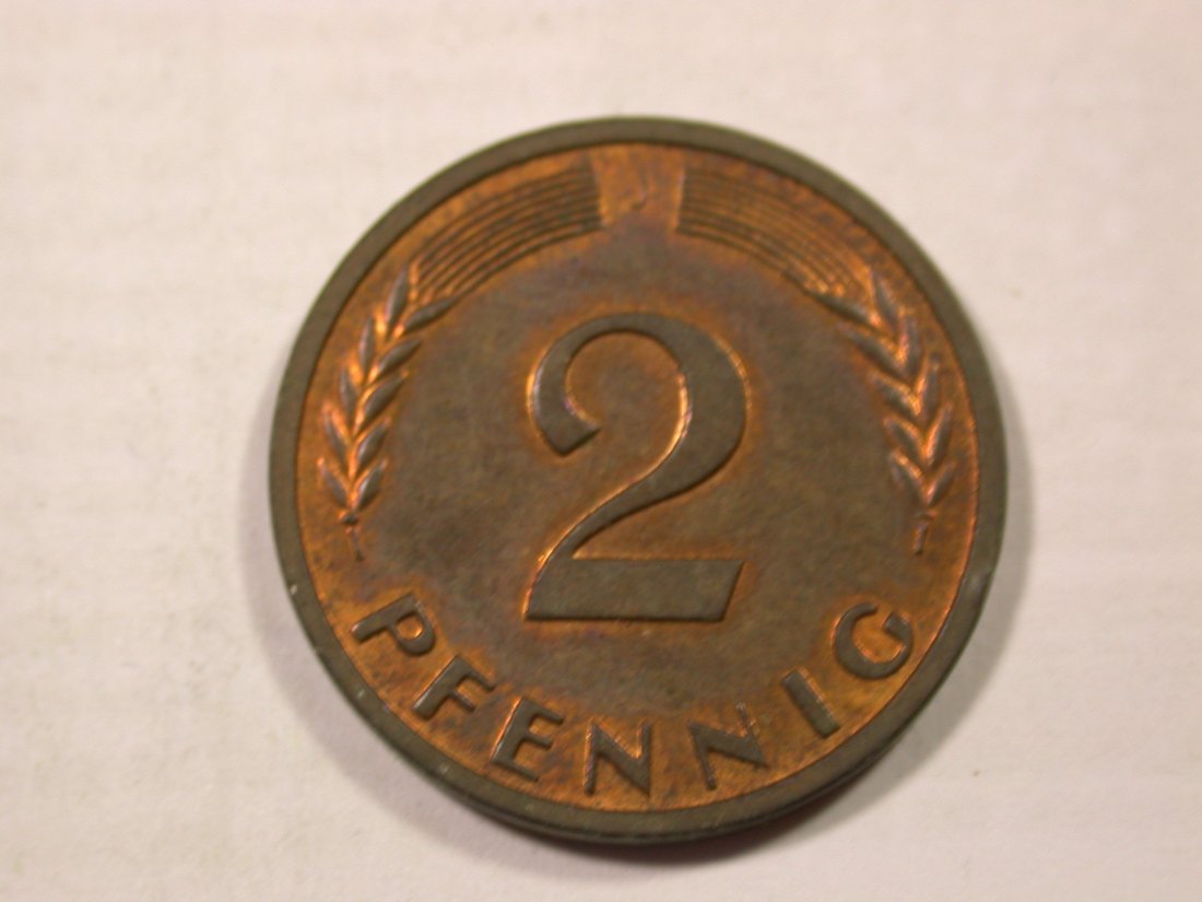  I3  BRD  2 Pfennig 1950 J in f.st  Originalbilder   