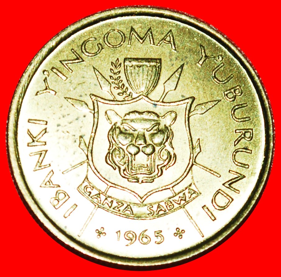* SUDAN: BURUNDI ★ 1 FRANC 1965 STG STEMPELGLANZ! LÖWE! OHNE VORBEHALT!