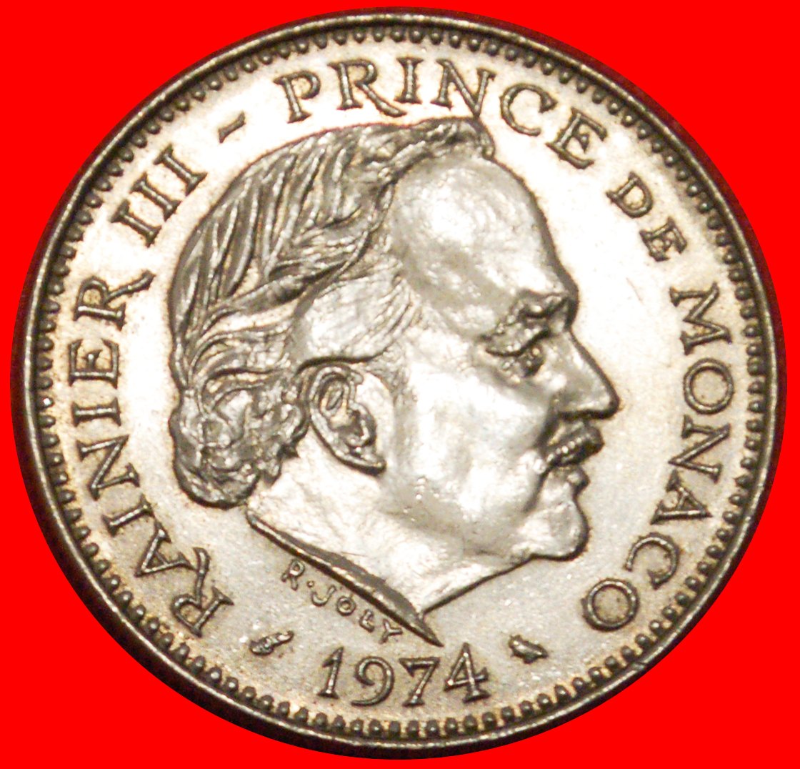  * FRANKREICH (1970-1995): MONACO ★ 5 FRANC 1974 FEHLER RAINIER III. (1949-2005) uSTG★OHNE VORBEHALT!   