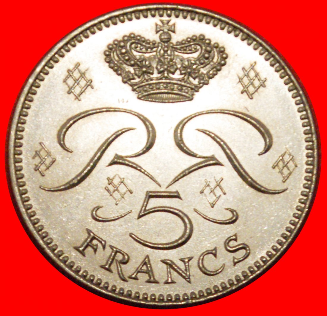  * FRANCE (1970-1995): MONACO★5 FRANCS 1976 RARE RAINIER III 1949-2005 LUSTRE★LOW START ★ NO RESERVE!   