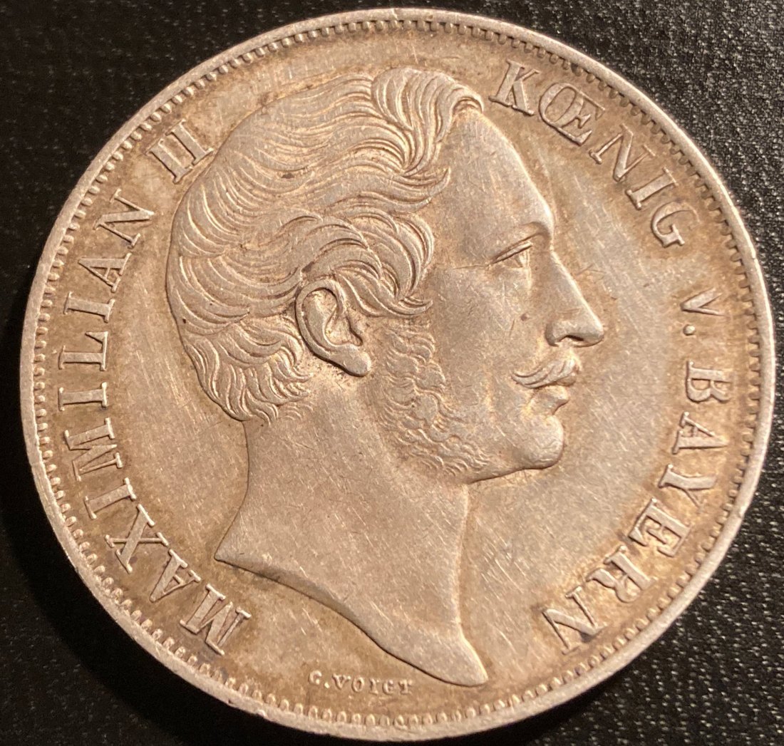  Altdeutschland 2 Gulden 1855 Bayern - Silbermünze - Doppelgulden   