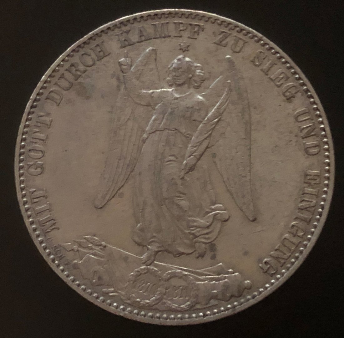  Altdeutschland - 1 Taler 1871 Württemberg - Silbermünze - Siegestaler   