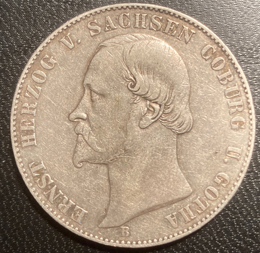  Altdeutschland - 1 Taler 1862 Sachsen Coburg u. Gotha - Silbermünze   