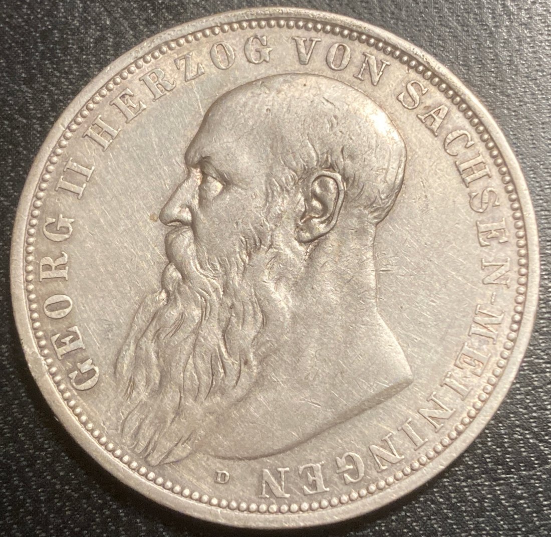  Altdeutschland - 3 Mark 1908 Sachsen Meiningen - Silbermünze   
