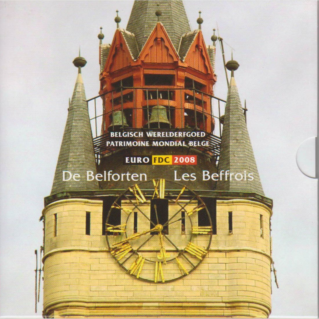  Offiz. KMS Belgien *Mittelalterliche Glockentürme* 2008 4 Münzen nur in offiz Foldern   