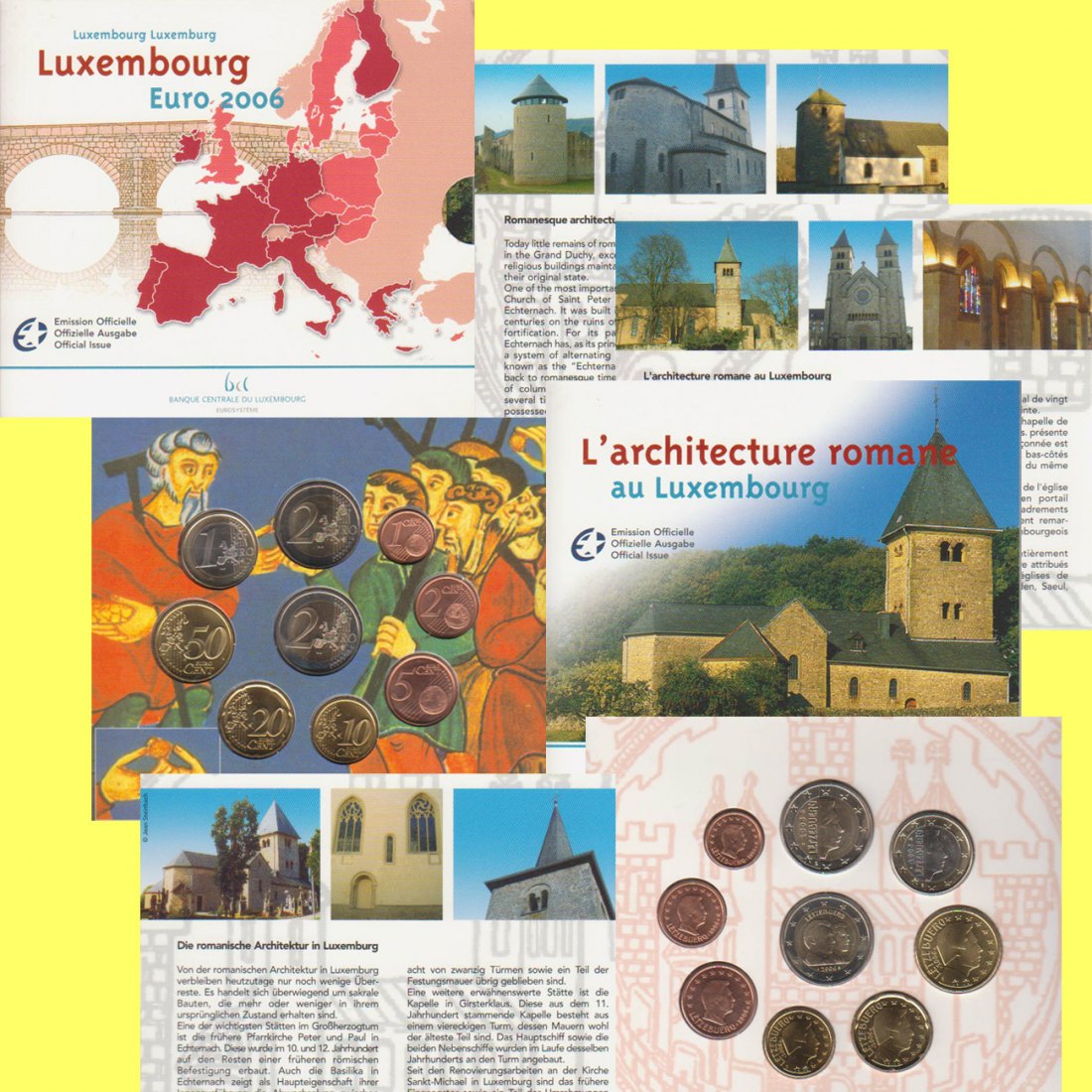  Offiz. Euro-KMS Luxemburg *Romanik* 2006 mit 2 €-Sondermünze 9M nur 13.000 Stück!   