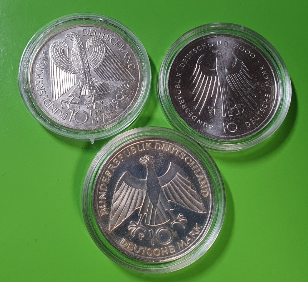  BRD 3 x 10 Deutsche Mark Drei Silber Münzen Gedenkmünzen Bundesrepublik Deutschland   