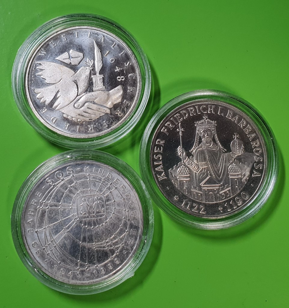  BRD 3 x 10 Deutsche Mark Drei Silber Münzen Gedenkmünzen Bundesrepublik Deutschland   