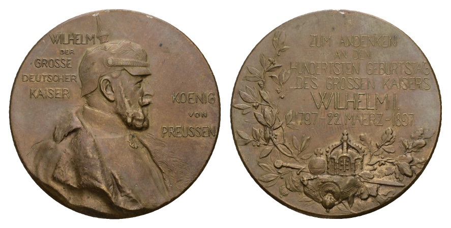  Medaille; Bronze; König von Preußen 1897; 31,70 g; Ø 39,69 mm   