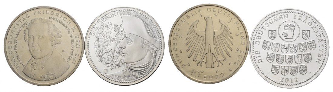  BRD 10 Euro 2012  / Medaille 2012; versilbert Ø 32,5 mm   