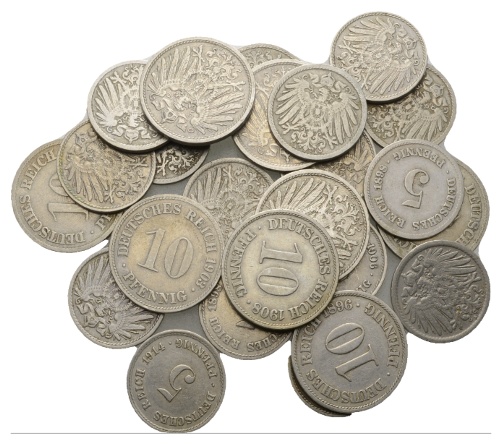  Kaiserreich; Lot; 24 Kleinmünzen   