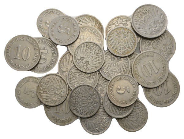  Kaiserreich; Lot; 26 Kleinmünzen   