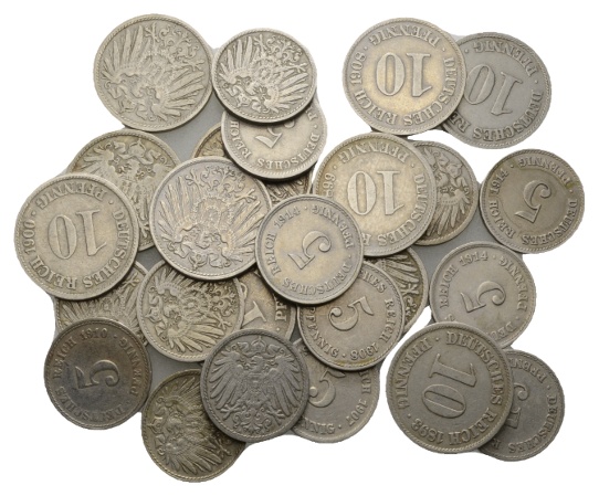  Kaiserreich; Lot; 25 Kleinmünzen   
