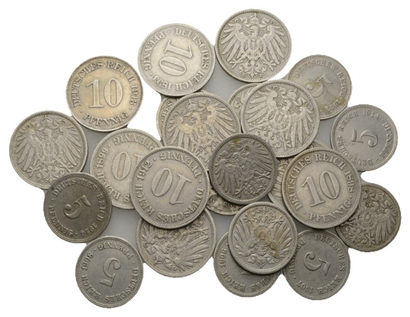  Kaiserreich; Lot; 23 Kleinmünzen   