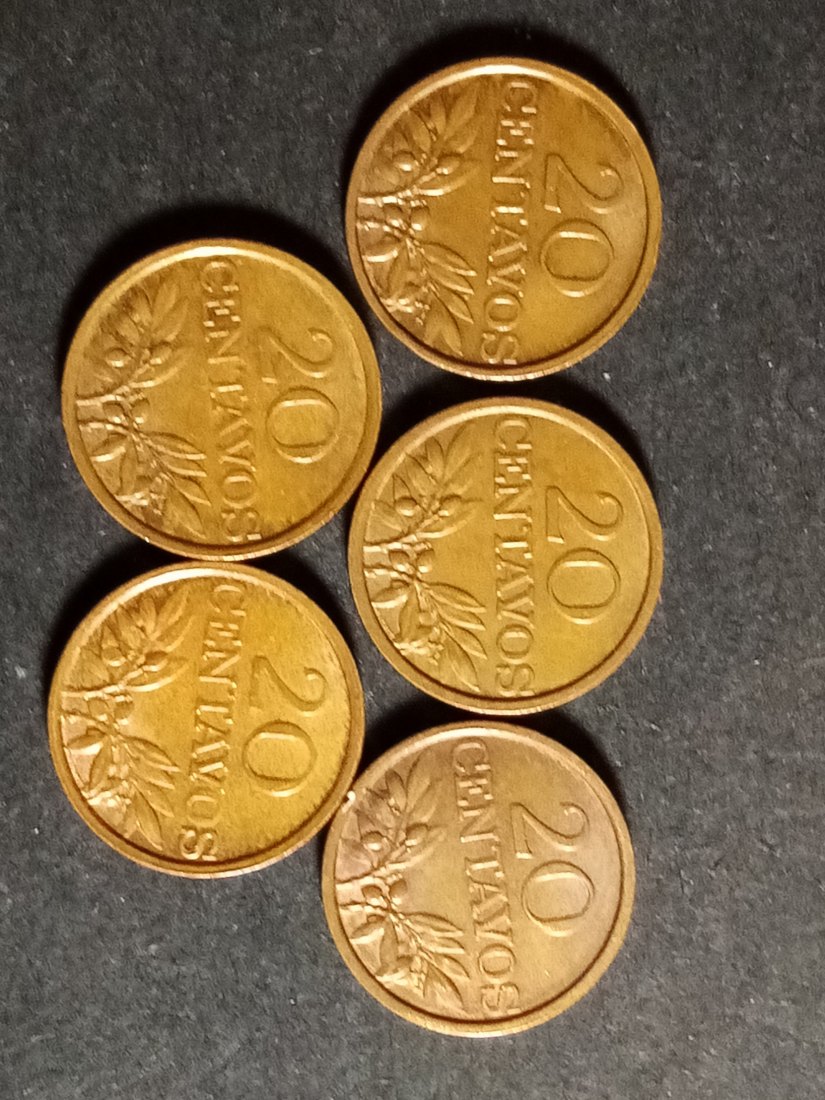  Portugal - 5 Münzen 20 Centavos 1969-1974   